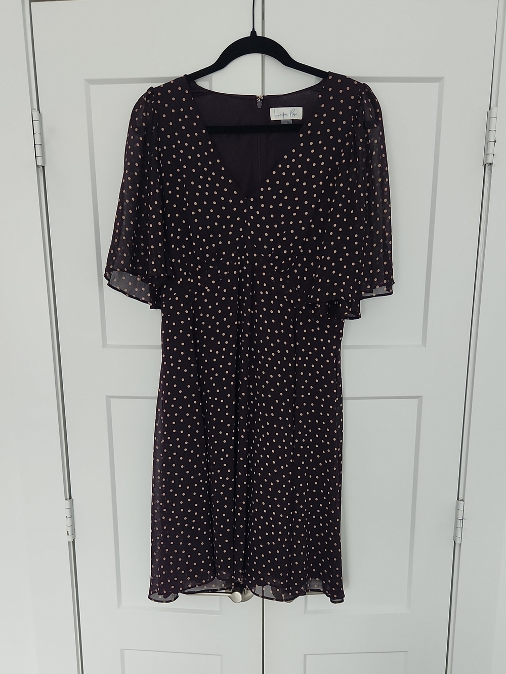 Plum Dress with Cream Polka Dots